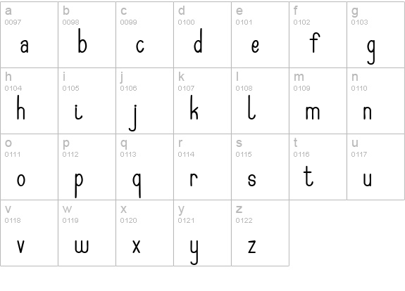 ASBAKorek lowercase a-z preview