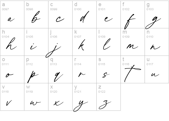 Ascendant Script lowercase a-z preview