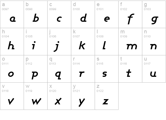 Ashby Bold Italic lowercase a-z preview