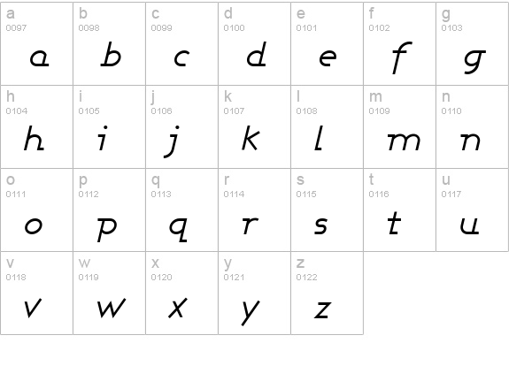 Ashby Book Italic lowercase a-z preview