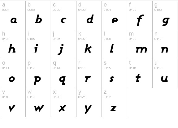Ashby Extra Bold Italic lowercase a-z preview