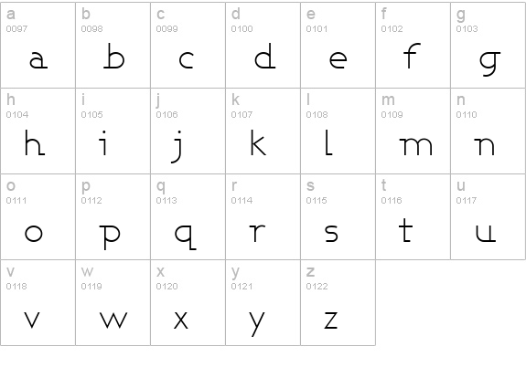 Ashby Light lowercase a-z preview