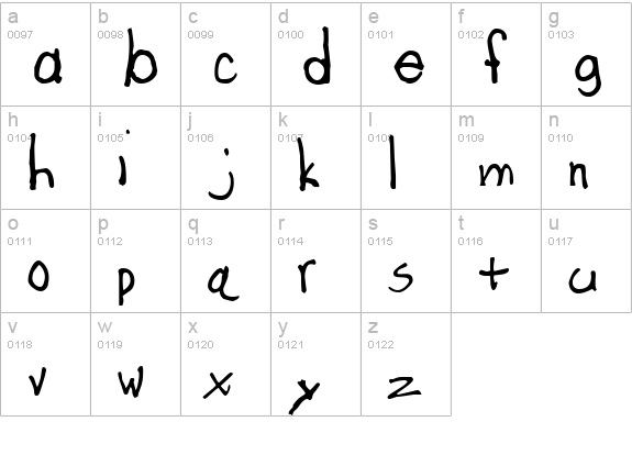 Ashleigh 1994 lowercase a-z preview