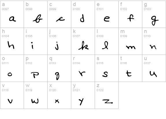 AshtonsHand Regular lowercase a-z preview