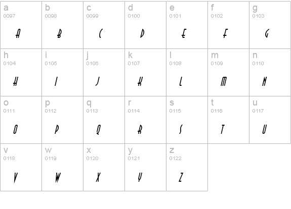 Asia Thin Italic lowercase a-z preview