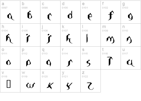 Asie Normal lowercase a-z preview