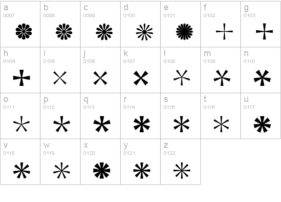Asterisp Alpha lowercase a-z preview
