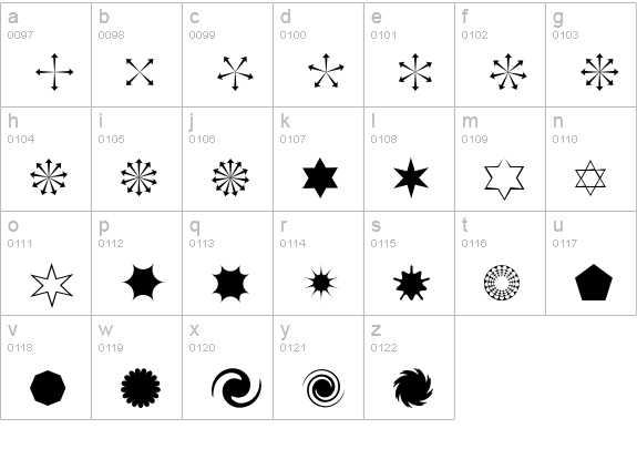 Asterisp Gamma lowercase a-z preview