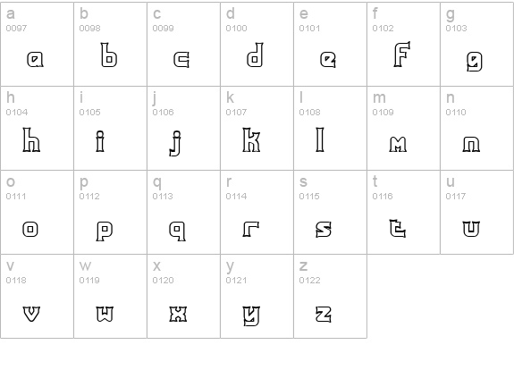 Ataxia Outline (BRK) lowercase a-z preview
