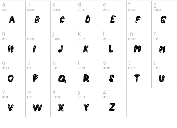 Atchy lowercase a-z preview