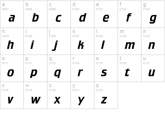 ATCrillee-Italic lowercase a-z preview