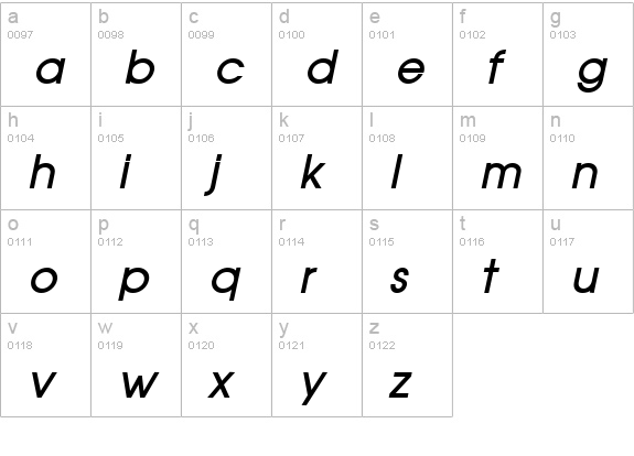 Atilla Bold Italic lowercase a-z preview