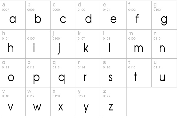 Atilla Condensed Normal lowercase a-z preview