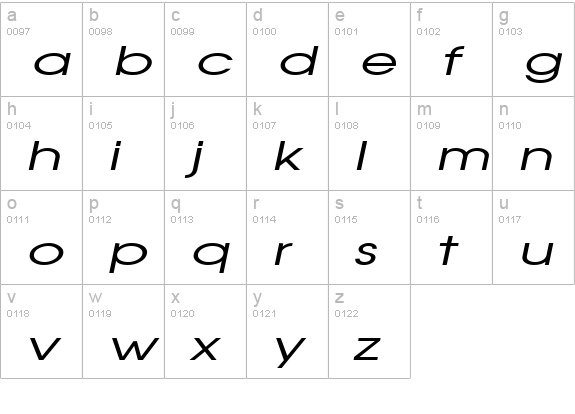 Atilla Extended Italic lowercase a-z preview