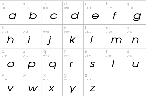 Atilla Wide Italic lowercase a-z preview