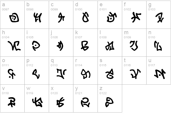 Atlantean lowercase a-z preview