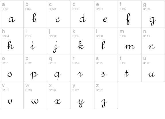 Aubergine lowercase a-z preview