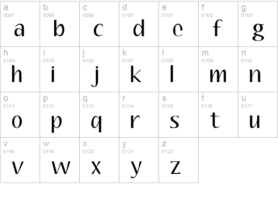 Aubrey lowercase a-z preview