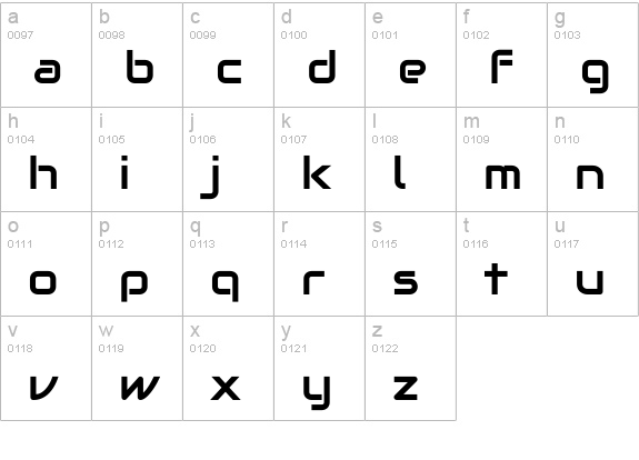 Audiowide lowercase a-z preview
