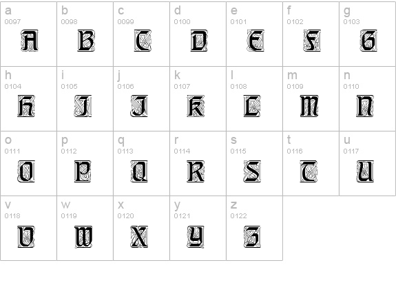 Augsburger Initials lowercase a-z preview
