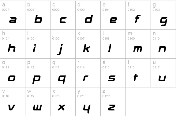 Aura-Oblique lowercase a-z preview