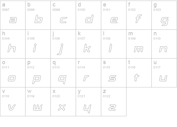 Aura-OutlineOblique lowercase a-z preview