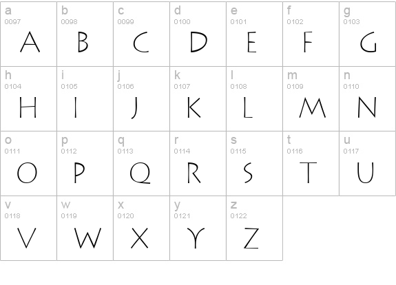 AustereLightCapsSSK lowercase a-z preview