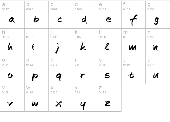 AutographScriptEF-Bold lowercase a-z preview