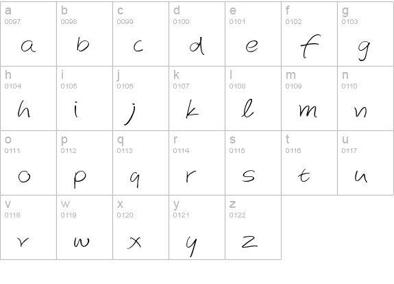 AutographScriptEF-Light lowercase a-z preview