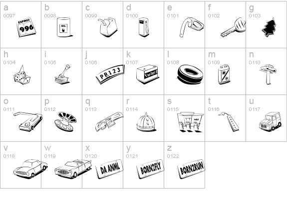 Automotive lowercase a-z preview