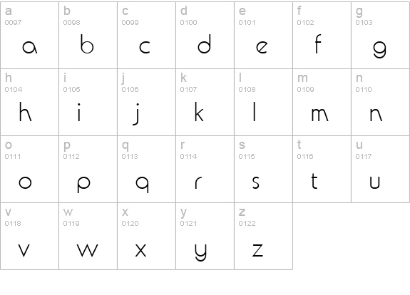 AvalonURWTLig lowercase a-z preview