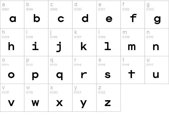 AvantGardeMonoEF-Bold lowercase a-z preview