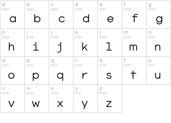 AvantGardeMonoEF-Light lowercase a-z preview