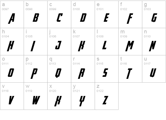 Avengeance Heroic Avenger Bold Italic lowercase a-z preview