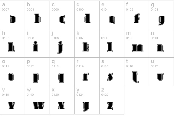 Avondale Inline lowercase a-z preview