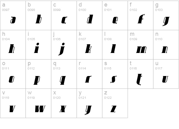 Avondale Italic lowercase a-z preview