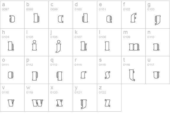 Avondale Outline lowercase a-z preview