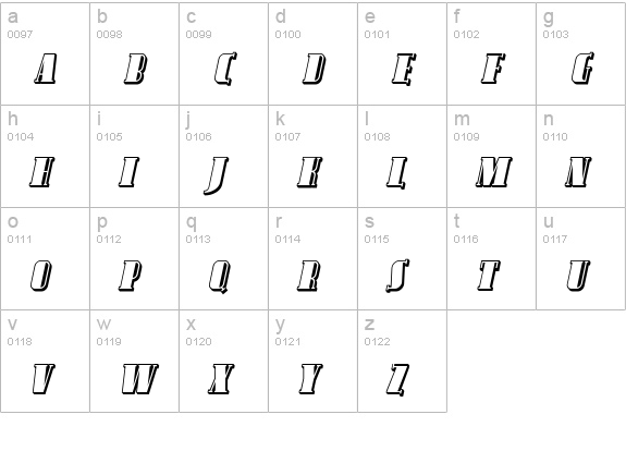 Avondale SC Shaded Italic lowercase a-z preview