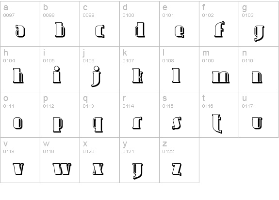 Avondale Shaded lowercase a-z preview