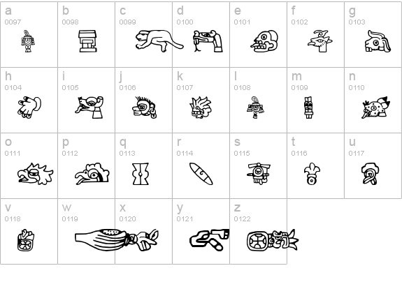 aztec lowercase a-z preview