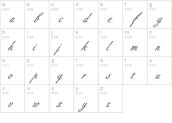 B690-Script-Regular lowercase a-z preview