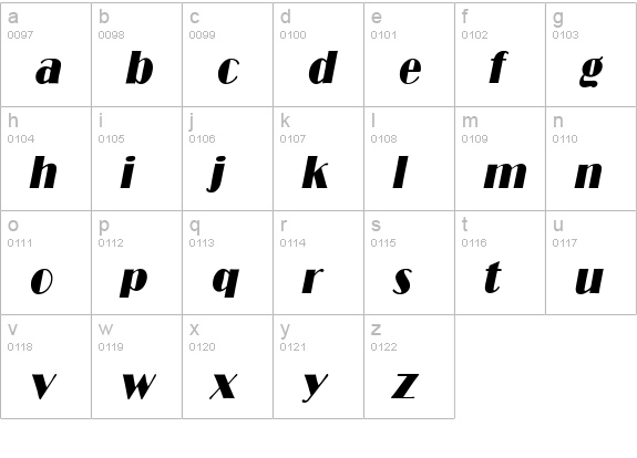 B821-Deco-Italic lowercase a-z preview