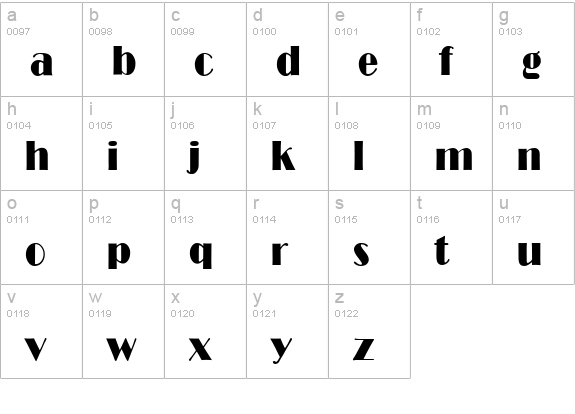 B821-Deco-Regular lowercase a-z preview