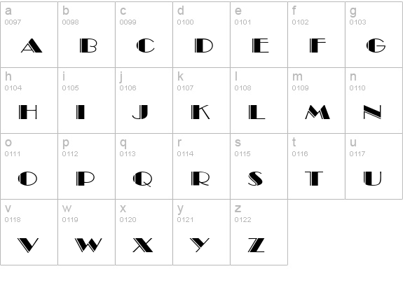 B822-Deco-Regular lowercase a-z preview