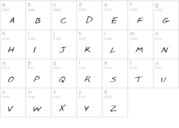 BabcocksHand Regular lowercase a-z preview