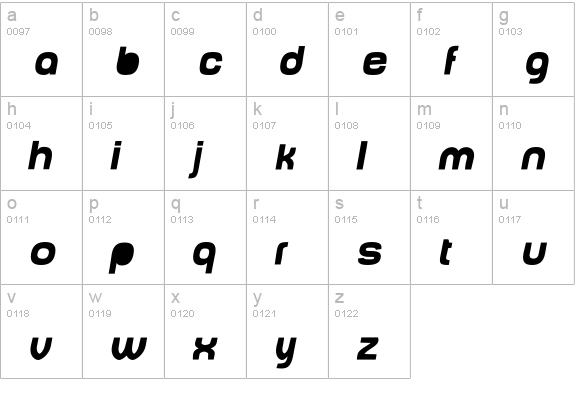 BabyMineFatOblique lowercase a-z preview