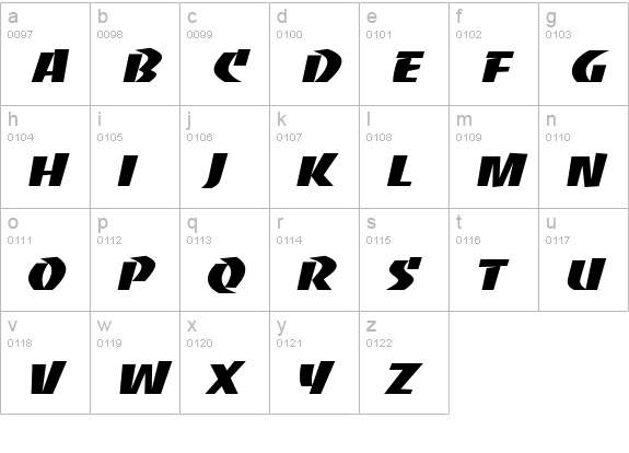 BaccaratWide Regular lowercase a-z preview