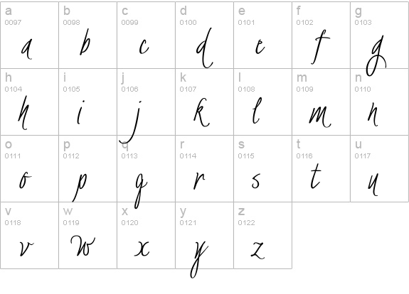 BachelorScript Regular lowercase a-z preview
