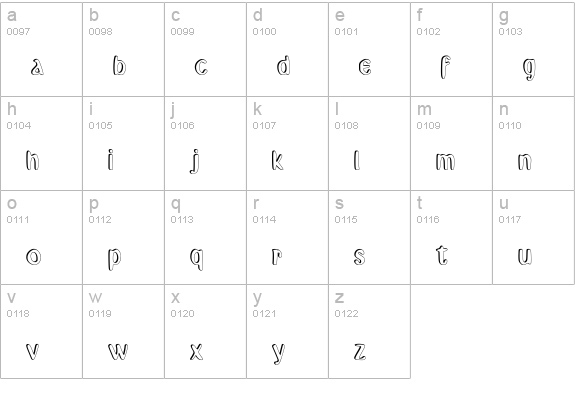 Backoff_shadow lowercase a-z preview