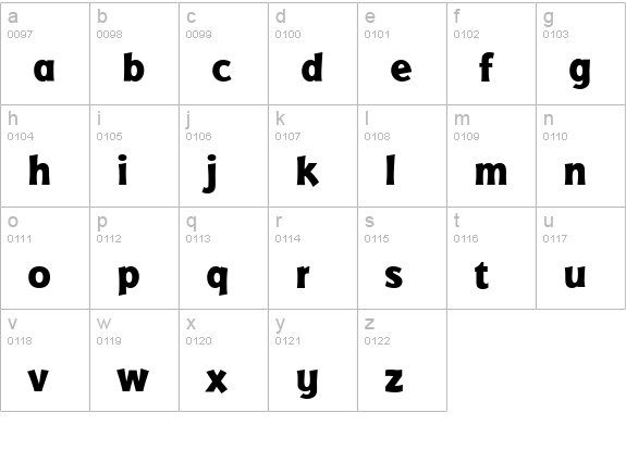 BadgerExtraBold lowercase a-z preview